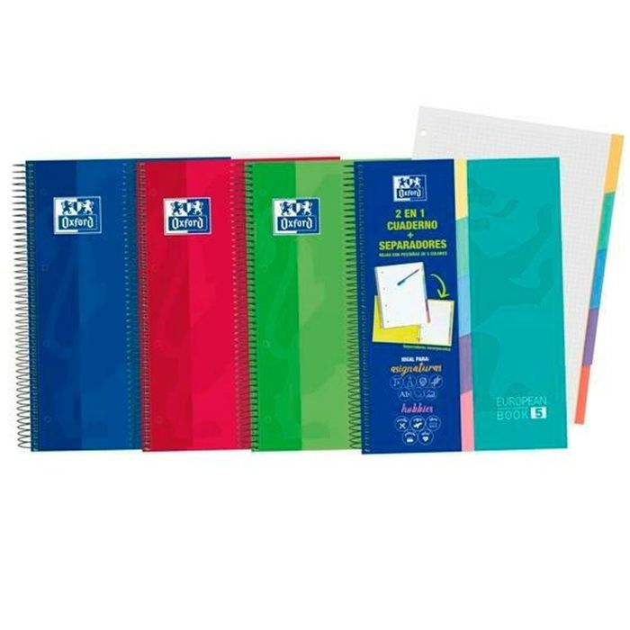 Cuaderno Oxford European Book 5 2 en 1 Microperforado Multicolor A4 10 Piezas