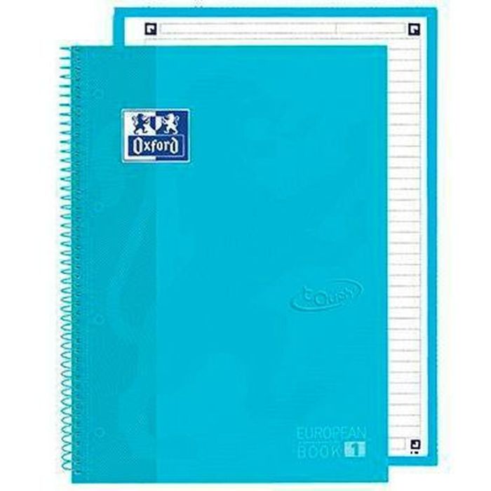 Oxford Cuaderno Touch Europeanbook 1 Write&Erase 80H A4+ 1 Línea Microperforado T-Extradura Pack 5 Ud Azul Pastel