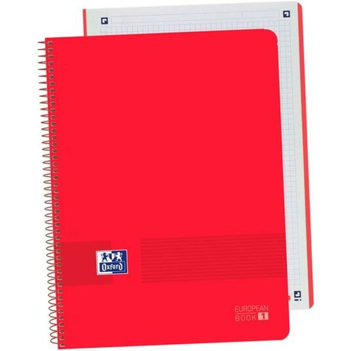 Oxford Cuaderno Live&Go Europeanbook 1 80H A4+ 5x5 mm Microperforado T-Plástico Pack 5 Ud Rojo