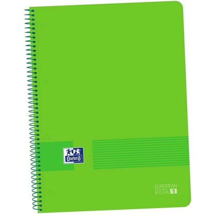 Oxford Cuaderno Live&Go Europeanbook 1 80H A4+ 5x5 mm Microperforado T-Plástico Pack 5 Ud Verde