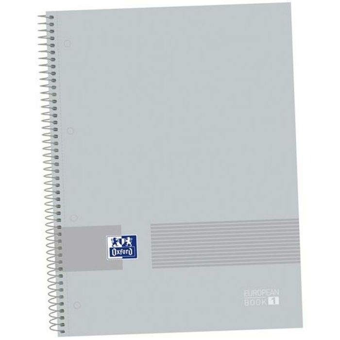 Oxford Cuaderno &You Europeanbook 1 Write&Erase 80H A4+ 5x5 mm Microperforado T-Extradura Pack 5 Ud Pure Grey