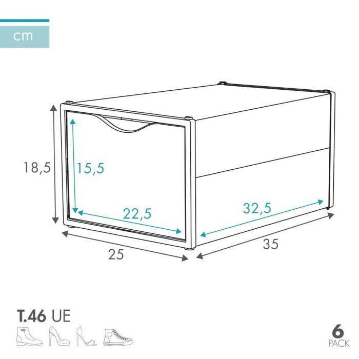 Caja apilable para zapatos Max Home Blanco 6 Unidades Polipropileno ABS 25 x 18,5 x 35 cm 2
