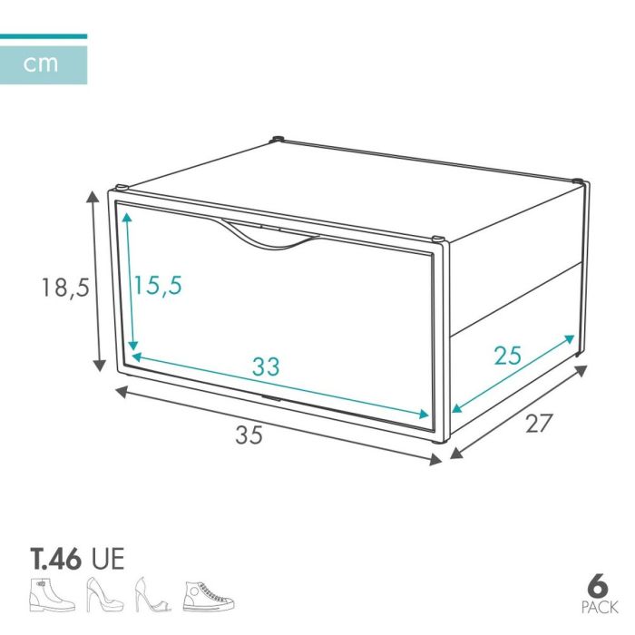 Caja apilable para zapatos Max Home Blanco 6 Unidades Polipropileno ABS 35 x 18,5 x 27 cm 2