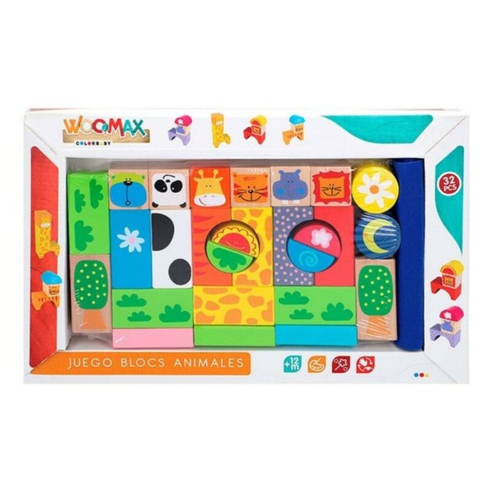 Juego de Construcción con Bloques Woomax Animales 32 Piezas (32 pcs) 2