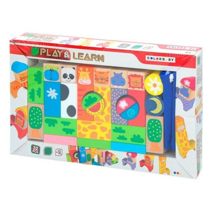 Juego de Construcción con Bloques Woomax Animales 32 Piezas (32 pcs) 1