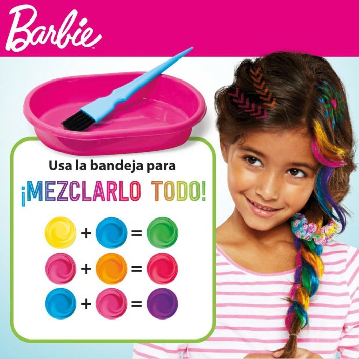 Set de Peluquería Barbie Rainbow Tie Cabello con mechas Multicolor 1