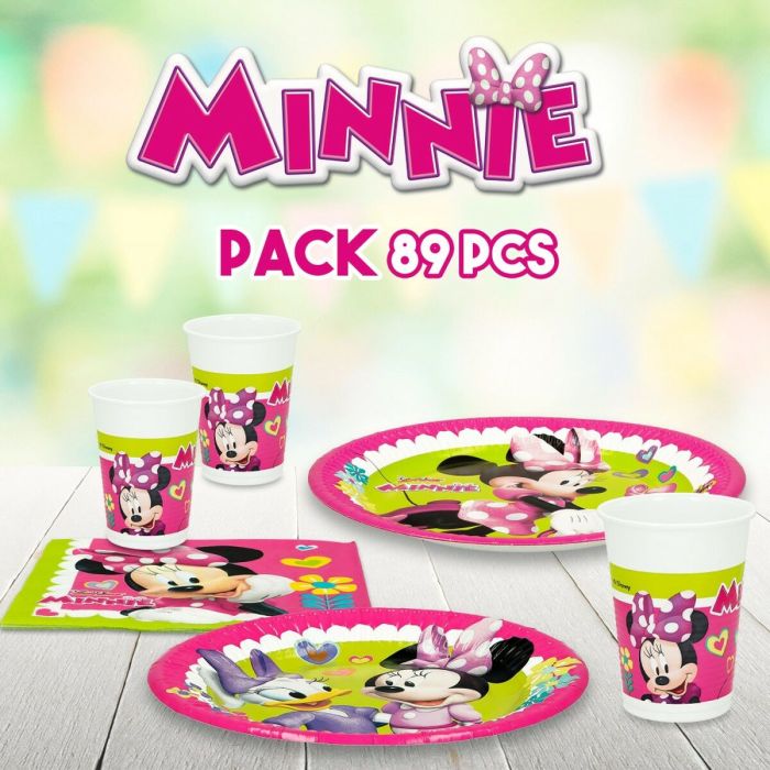 Set Artículos de Fiesta Minnie Mouse Happy Deluxe 89 Piezas 16 5