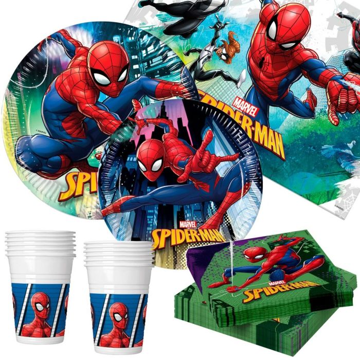 Set Artículos de Fiesta Spiderman Happy Deluxe 89 Piezas Set Artículos de Fiesta Spiderman Happy Deluxe 89 Piezas