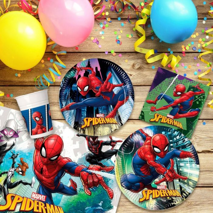Set Artículos de Fiesta Spiderman Happy Deluxe 89 Piezas 4 Set Artículos de Fiesta Spiderman Happy Deluxe 89 Piezas 4