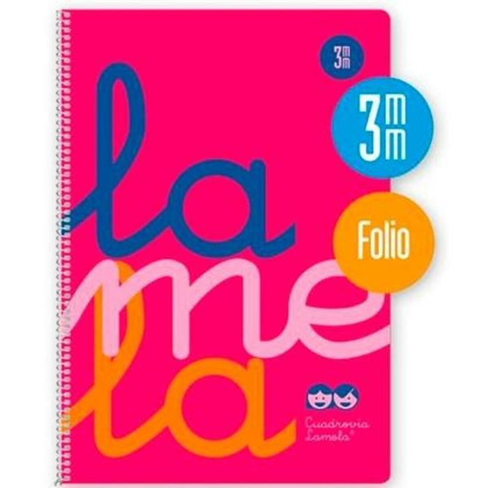 Cuaderno Lamela Cuadrovía Rosa Fluorescente Din A4 80 Hojas 21,5 x 31,5 cm 5 Piezas (25 Unidades) 1