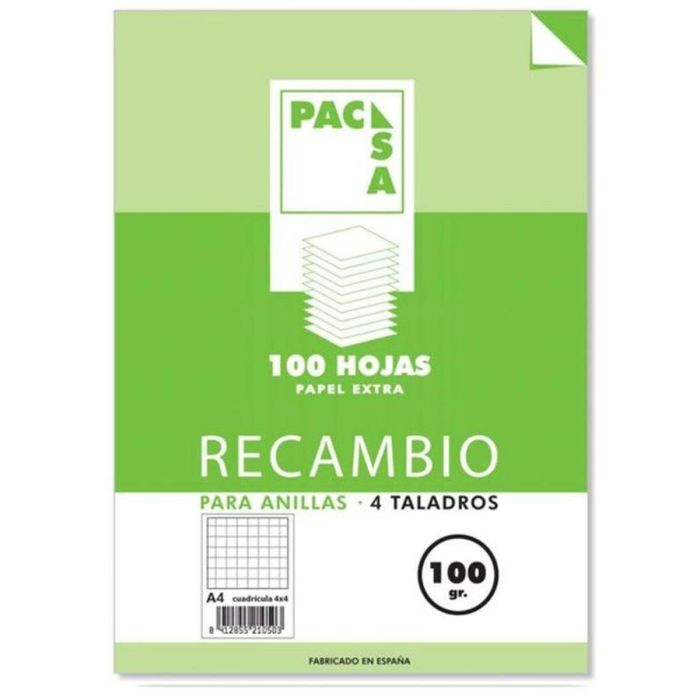 Pacsa Recambio 100H A4 100 gr 4x4 mm 4 Taladros