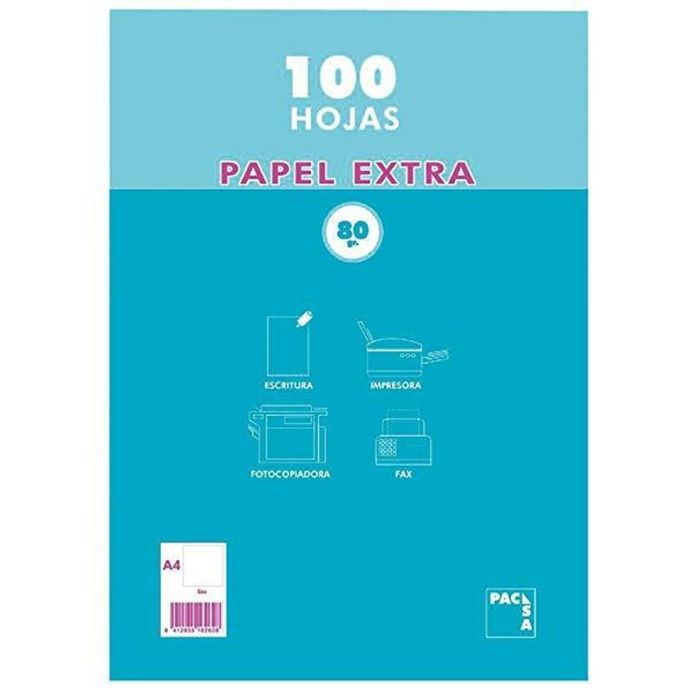 Pacsa Paquete Papel Extra 100H A4 80 gr Liso Sin Taladros Retractilado Blanco