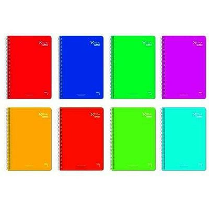 Pacsa Cuaderno Xtra Plus 80H Folio 90 gr Pauta 2,5 cm Tapa Dura Pack 5 Ud Colores Surtidos