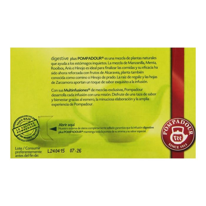 Infusión Pompadour Digestive Plus (20 uds) 1 Infusión Pompadour Digestive Plus (20 uds) 1