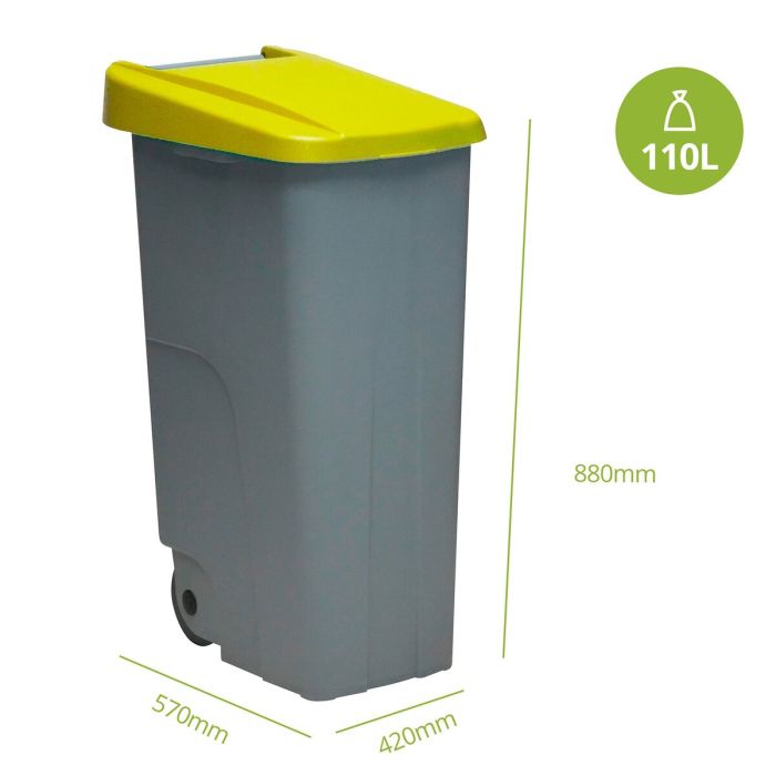 Cubo de Basura para Reciclaje Denox Amarillo 110 L (42 x 57 x 88 cm) 2