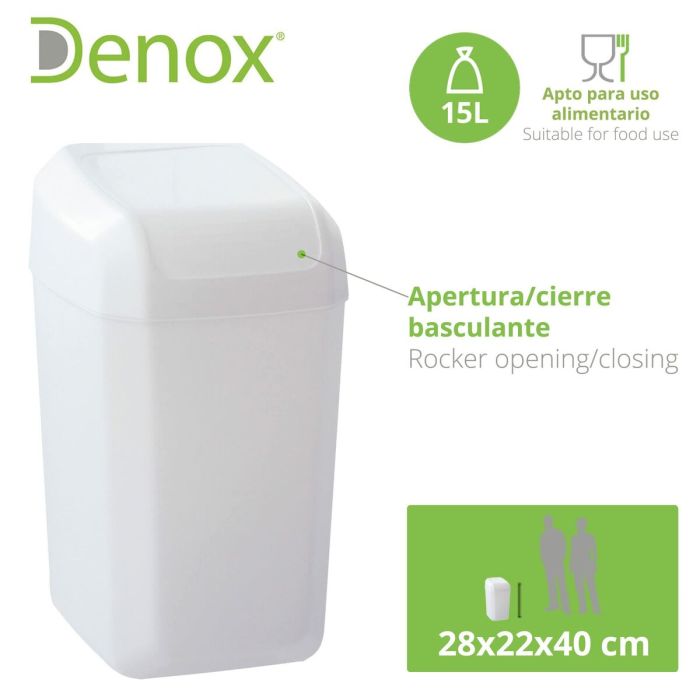 Papelera Denox Blanco 15 L (28 x 22 x 40 cm) 1