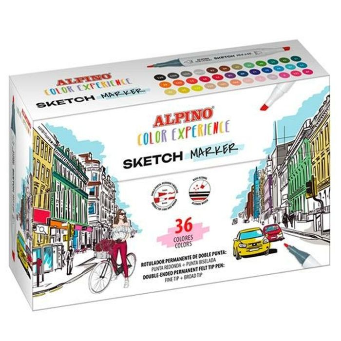 Alpino Rotuladores Sketch Marker Color Experience Doble Punta Colores Surtidos Estuche 36 Ud