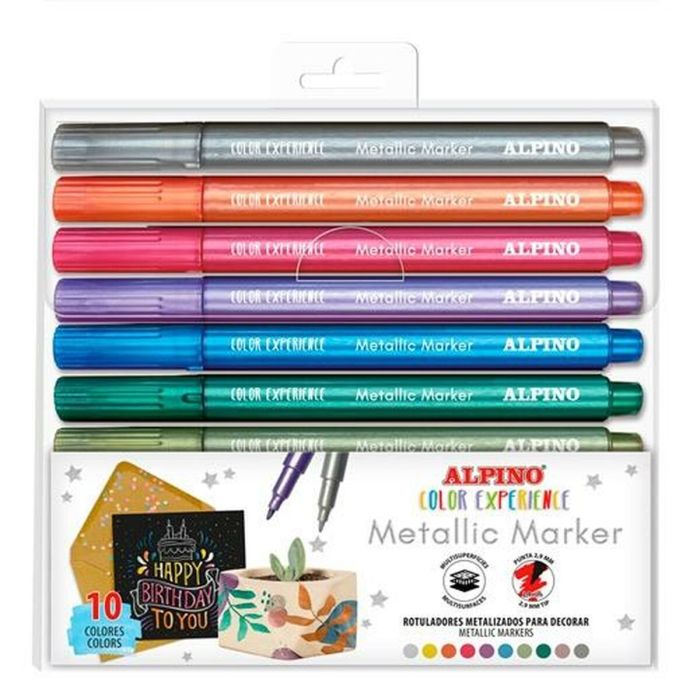 Alpino Rotuladores Multisuperficies Metallic Color Experience C-Surtidos Estuche 10 Ud