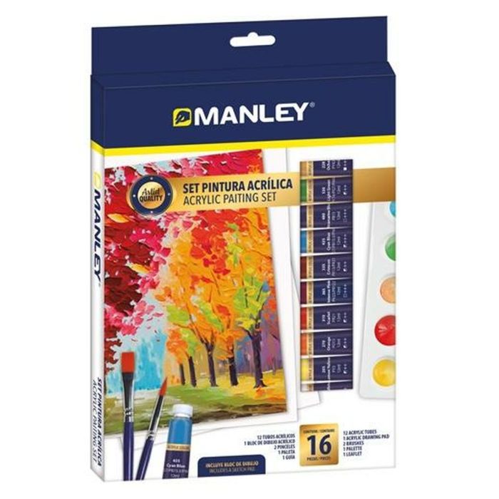 Manley Set De Pintura Acrílica Estuche De 16 Piezas C-Surtidos