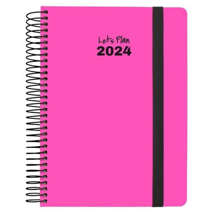Grafoplas agenda anual neón espiral d/p 15x21cm cierre c/goma 2024 fucsia Grafoplas agenda anual neón espiral d/p 15x21cm cierre c/goma 2024 fucsia