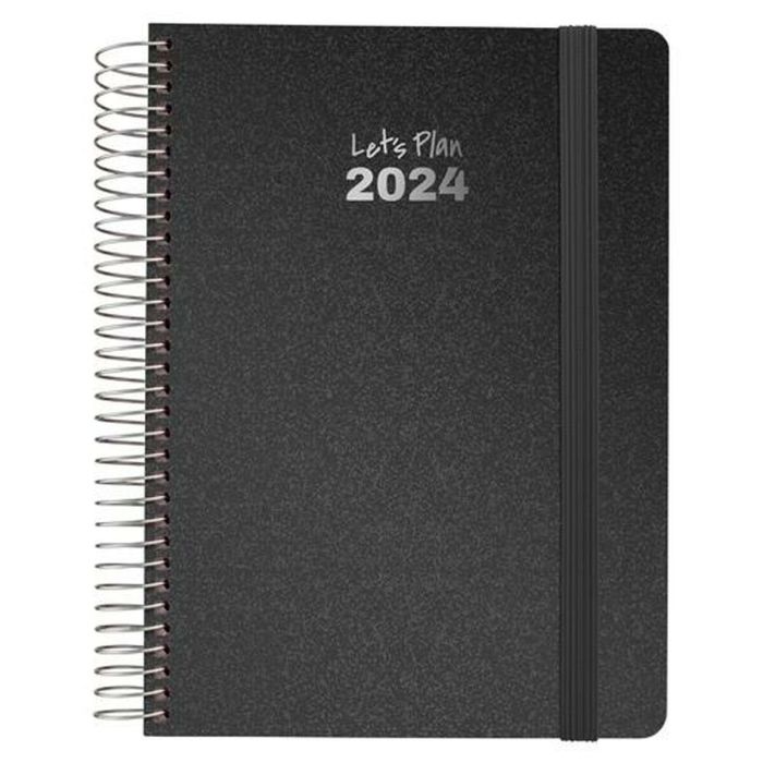 Grafoplas agenda anual metallic espiral d/p 15x21cm cierre c/goma 2024 negro Grafoplas agenda anual metallic espiral d/p 15x21cm cierre c/goma 2024 negro