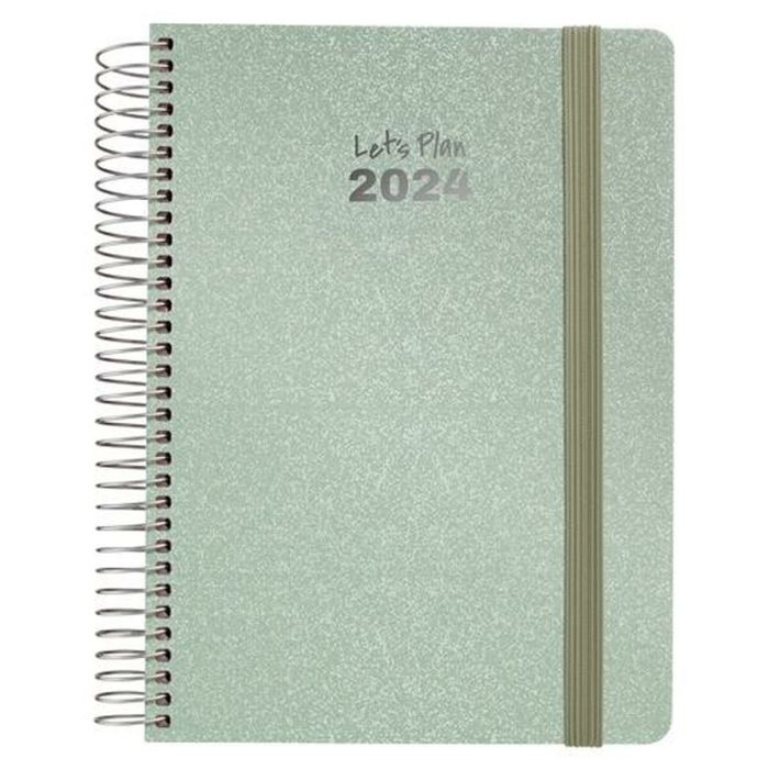 Grafoplas agenda anual metallic espiral d/p 15x21cm cierre c/goma 2024 verde claro Grafoplas agenda anual metallic espiral d/p 15x21cm cierre c/goma 2024 verde claro