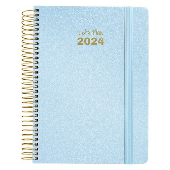 Grafoplas agenda anual metallic espiral d/p 15x21cm cierre c/goma 2024 azul pastel Grafoplas agenda anual metallic espiral d/p 15x21cm cierre c/goma 2024 azul pastel