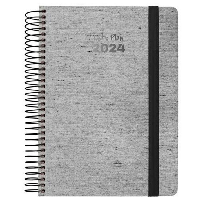 Grafoplas agenda anual ecojeans espiral d/p 15x21cm cierre c/goma 2024 negro Grafoplas agenda anual ecojeans espiral d/p 15x21cm cierre c/goma 2024 negro