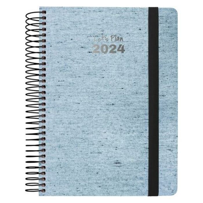 Grafoplas agenda anual ecojeans espiral d/p 15x21cm cierre c/goma 2024 azul Grafoplas agenda anual ecojeans espiral d/p 15x21cm cierre c/goma 2024 azul