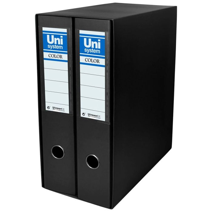 Unisystem Box Color Módulo 2 Archivadores Palanca 65 mm A4 Forrados Pp Negro