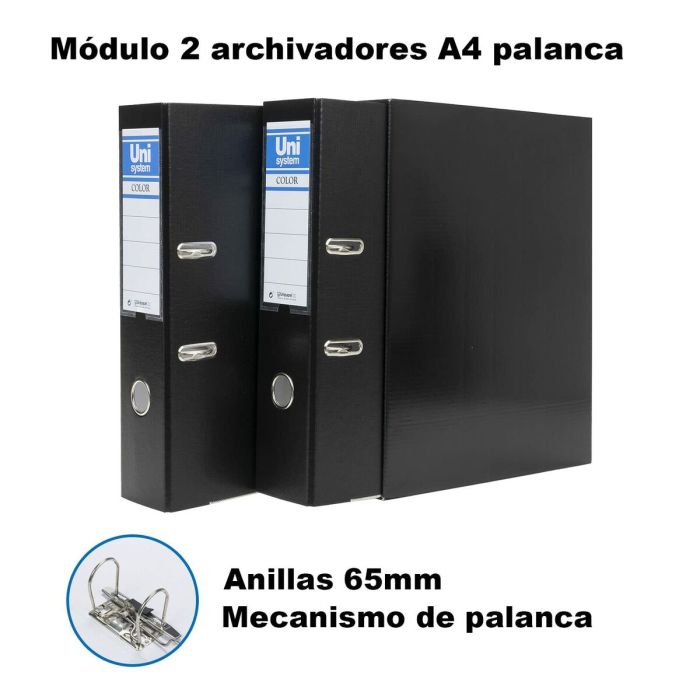 Archivador de Palanca Unipapel 17231010 Negro A4 2 Piezas (2 Unidades) 4