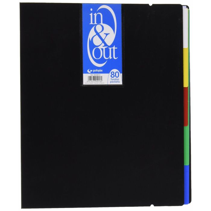 Grafoplás Carpeta 80 Fundas Espiral A4 Extraíbles Calidad Extra 5 Separadores Pp Rígido Opaco In & Out Negro Grafoplás Carpeta 80 Fundas Espiral A4 Extraíbles Calidad Extra 5 Separadores Pp Rígido Opaco In & Out Negro