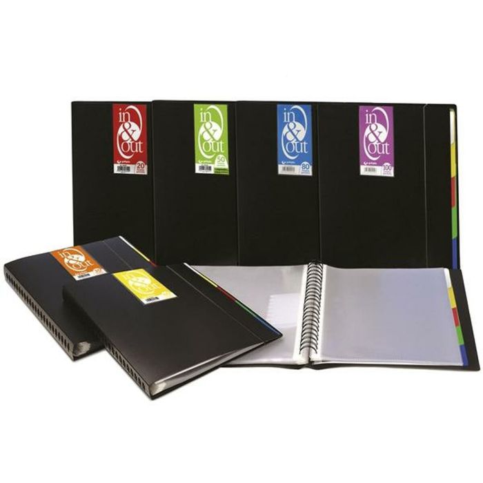 Carpeta Clasificadora Grafoplas In&Out A4 100 Fundas Negro Espiral 1