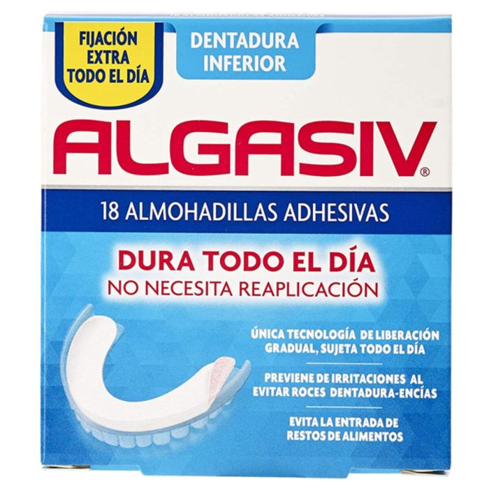 Almohadillas Adhesivas para Dentaduras INFERIOR Algasiv ALGASIV INFERIOR (18 uds)