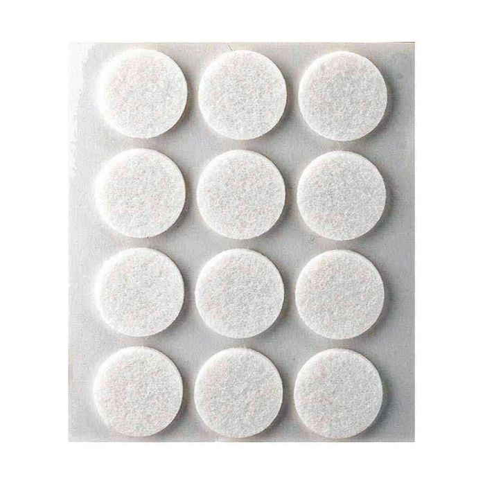 Pack 12 fieltros blancos sinteticos adhesivos ø22mm plasfix inofix