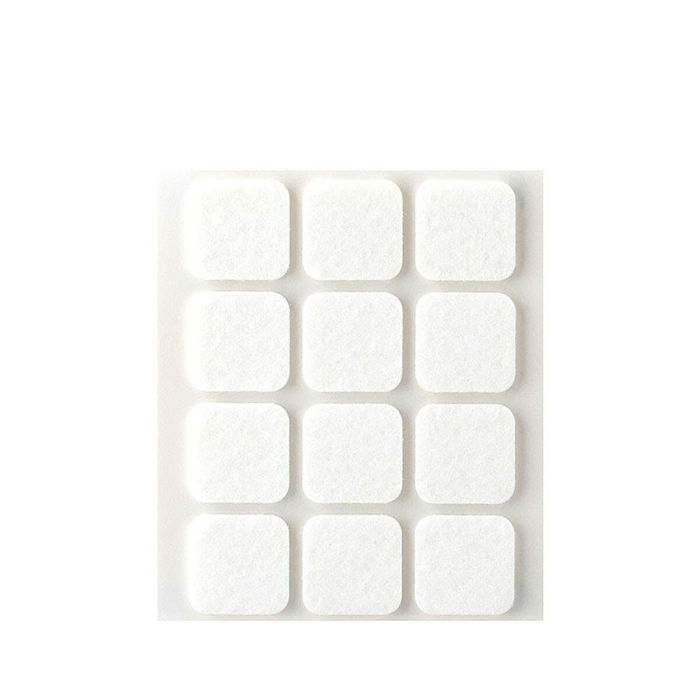 Pack 12 fieltros blancos sinteticos adhesivos 22x22mm plasfix inofix