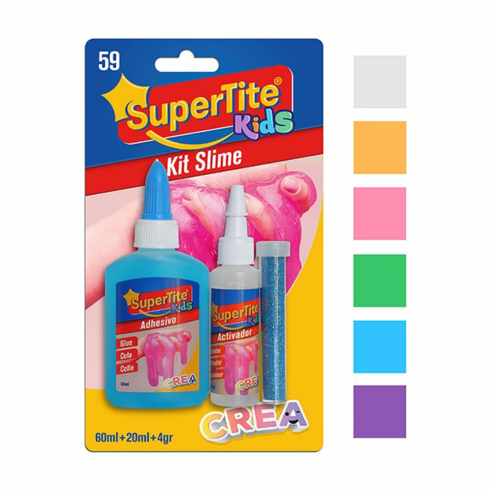 Kit slime, blister 60 ml x 20 ml x 4 g a2759 supertite colores / modelos surtidos