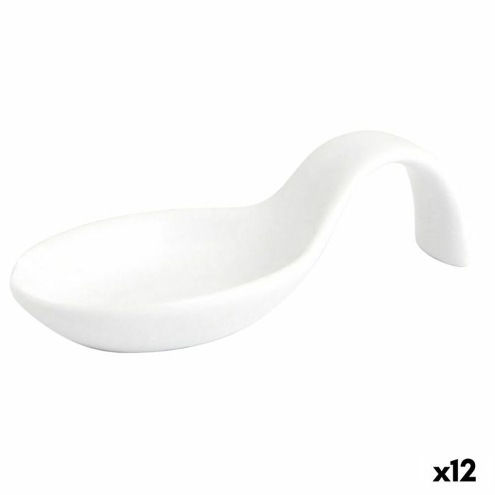 Cuchara para Cóctel Quid Chef Cerámica Blanco 10 x 5 cm (12 Unidades) (Pack 12x) 1