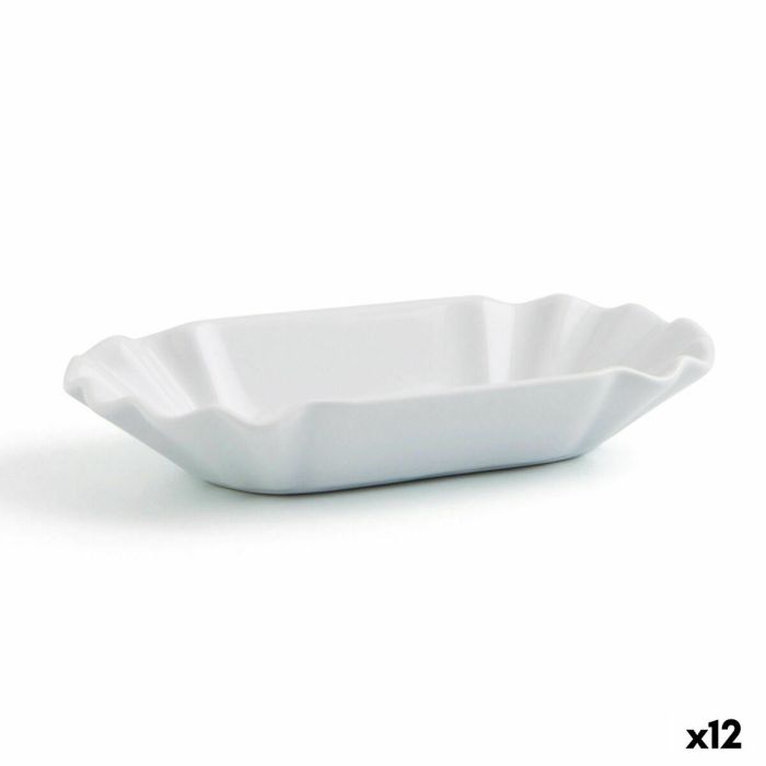 Bandeja de Aperitivos Quid Gastro Fun Cerámica Blanco (20,5 x 11 x 3,5 cm) (Pack 12x) 2
