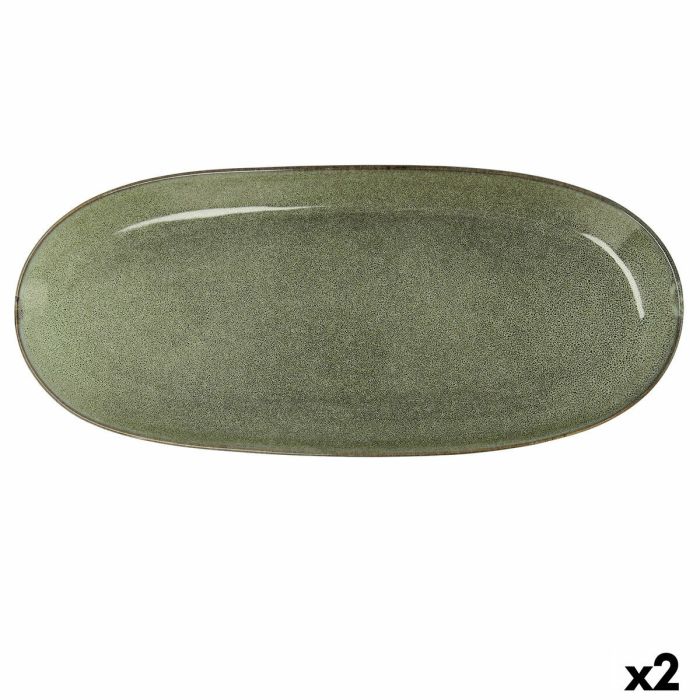 Fuente de Cocina Bidasoa Ikonic Verde Cerámica (36 x 16 cm) (Pack 2x) 3