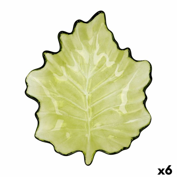 Bandeja de Aperitivos Quid Hoja Verde Vidrio (22 x 18 cm) (Pack 6x) 0 Bandeja de Aperitivos Quid Hoja Verde Vidrio (22 x 18 cm) (Pack 6x) 0