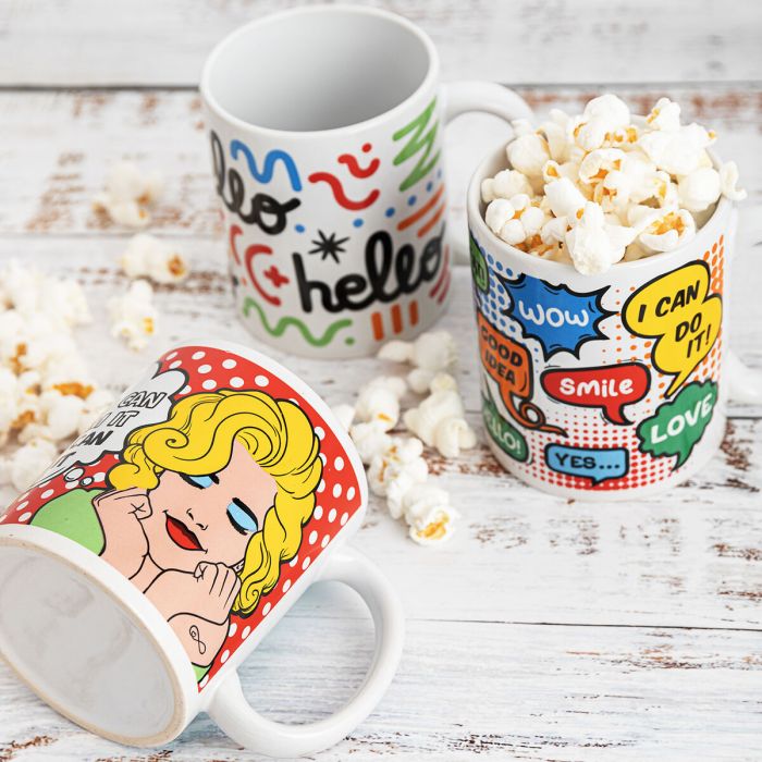 Taza Quid Hello Cómics Multicolor Cerámica 330 ml (12 Unidades) 3