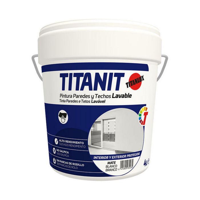 Pintura Titanlux Titanit 029190004 Techo Pared Lavable Blanco Mate 4 L