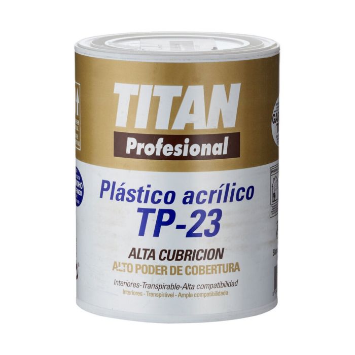 Pintura acrílica para decoración de paredes y techos t-3 blanco.mate 1l titan 123000301