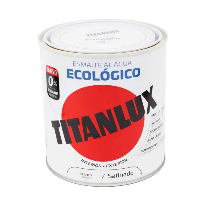 Esmalte ecológico al agua satinado blanco 250 ml titanlux 01t056614