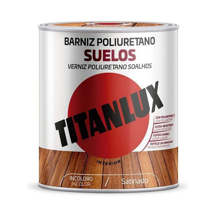 Barniz poliuretano suelos satinado incoloro 4l titanlux m17100004