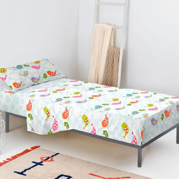 Juego de Sábanas HappyFriday Mr Fox Little Birds Multicolor Cama de 80/90 2 Piezas 4