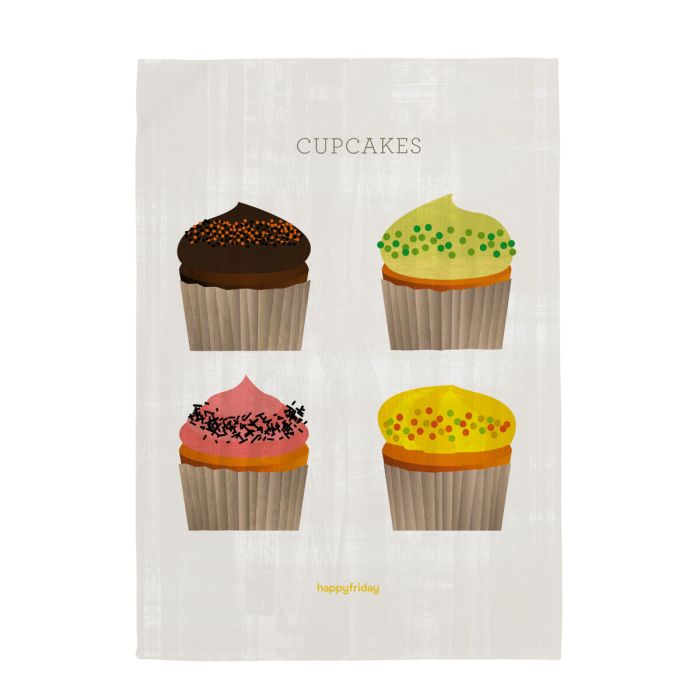 Paño de Cocina HappyFriday Cupcakes Multicolor 70 x 50 cm (2 Unidades) 3