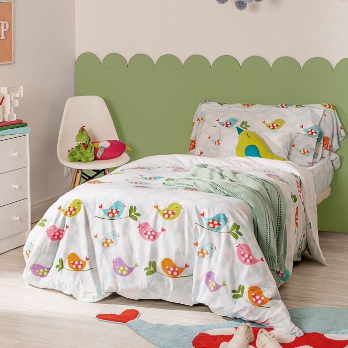 Juego de funda nórdica HappyFriday Mr Fox Little birds Multicolor Cama de 105 2 Piezas 5