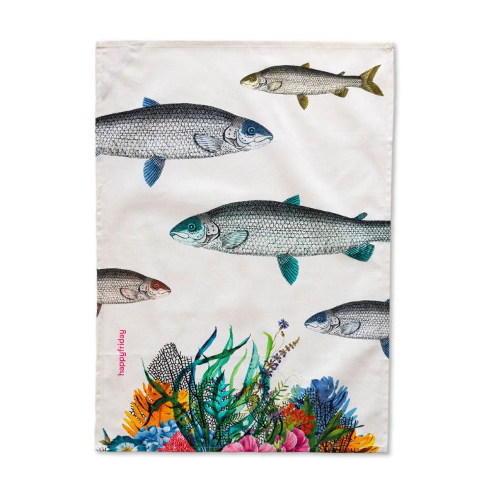 Paño de Cocina HappyFriday Fish Multicolor 70 x 50 cm (2 Unidades) 4